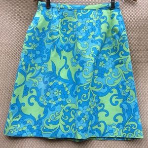 Vintage Lady Van Huesen Teal/Lt Blue A-Line Skirt